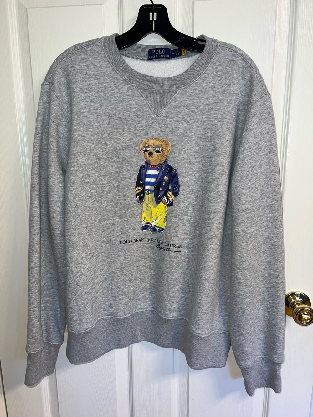 Men’s Vintage Ralph Lauren Gray Crewneck Sweatshirt with Polo Bear Graphic